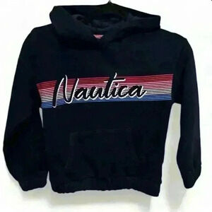 Nautica Girls' Blue Striped Fleece Hoodie Size Small
